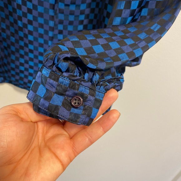 Vintage Satin Checkered Ruffle Top - Picture 4 of 10